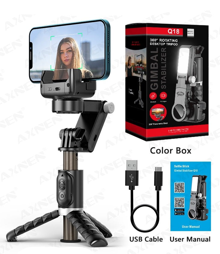 Q18 Smartphone Gimbal Stabilizer Handheld Selfie Stick Tripod With